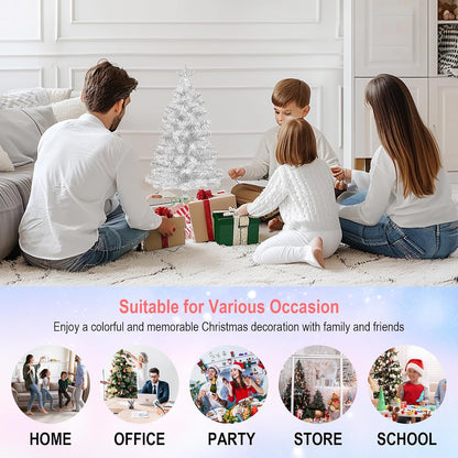 3FT Premium Hinged Artificial Holiday Small Mini Christmas Tree for Tabletop,Home, Office, Indoor and Outdoor Holiday Decoration,Easy Assembly Metal Hinges & Foldable Base
