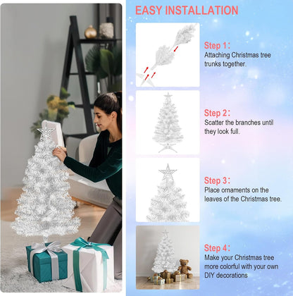 3FT Premium Hinged Artificial Holiday Small Mini Christmas Tree for Tabletop,Home, Office, Indoor and Outdoor Holiday Decoration,Easy Assembly Metal Hinges & Foldable Base