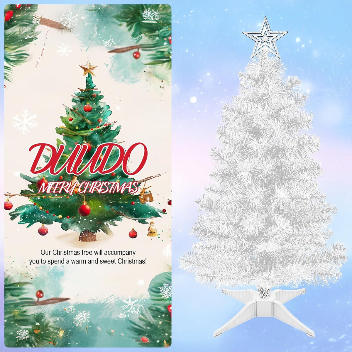 3FT Premium Hinged Artificial Holiday Small Mini Christmas Tree for Tabletop,Home, Office, Indoor and Outdoor Holiday Decoration,Easy Assembly Metal Hinges & Foldable Base