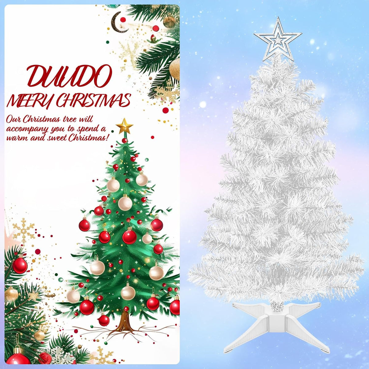 3FT Premium Hinged Artificial Holiday Small Mini Christmas Tree for Tabletop,Home, Office, Indoor and Outdoor Holiday Decoration,Easy Assembly Metal Hinges & Foldable Base