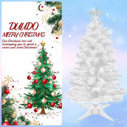 3FT Premium Hinged Artificial Holiday Small Mini Christmas Tree for Tabletop,Home, Office, Indoor and Outdoor Holiday Decoration,Easy Assembly Metal Hinges & Foldable Base
