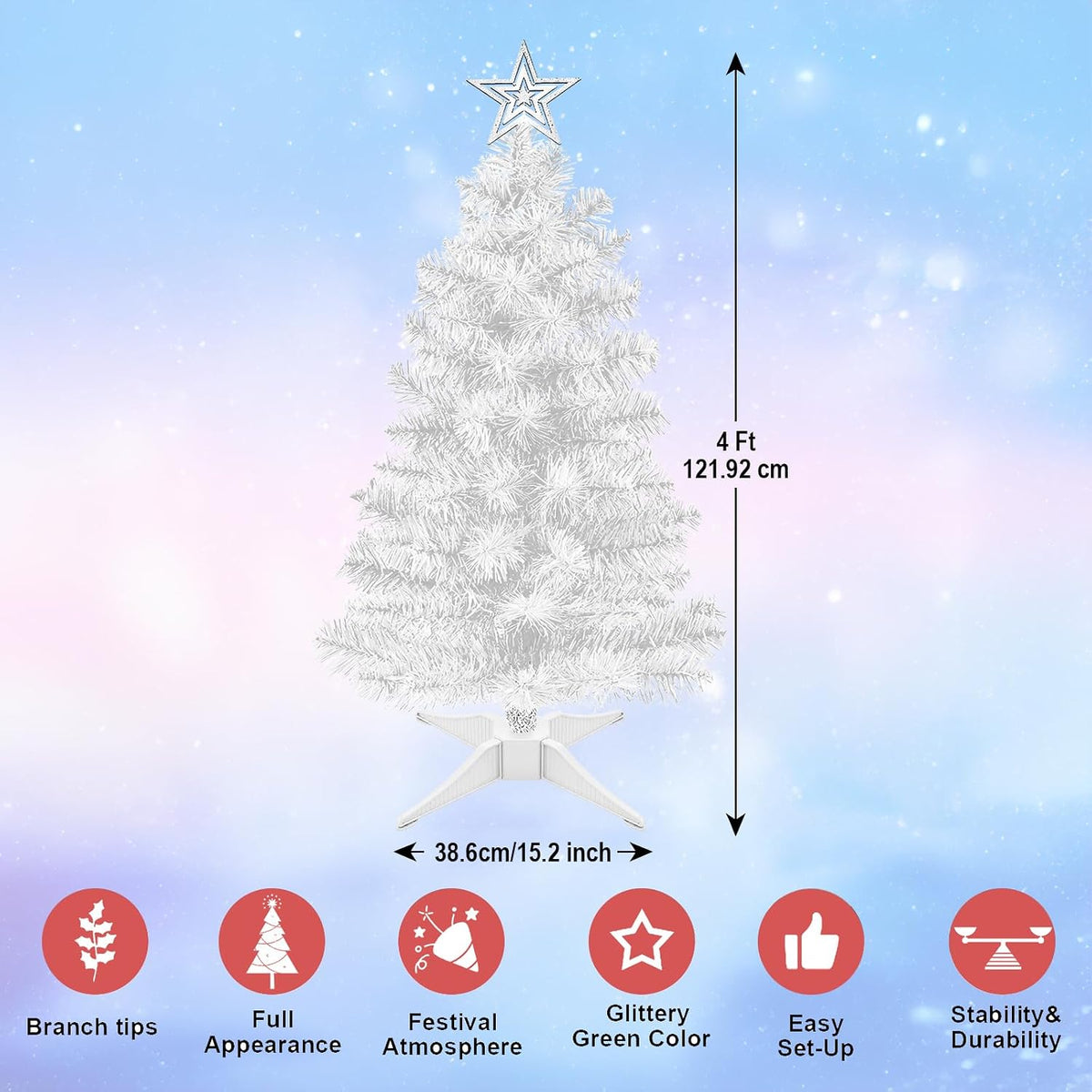 3FT Premium Hinged Artificial Holiday Small Mini Christmas Tree for Tabletop,Home, Office, Indoor and Outdoor Holiday Decoration,Easy Assembly Metal Hinges & Foldable Base