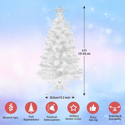 3FT Premium Hinged Artificial Holiday Small Mini Christmas Tree for Tabletop,Home, Office, Indoor and Outdoor Holiday Decoration,Easy Assembly Metal Hinges & Foldable Base