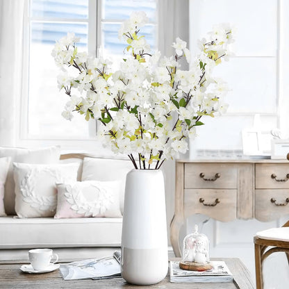 3 Pcs Cherry Blossom Branches for Vase Long Stems Artificial Flowers Spring Summer Decor White Faux Silk Cherry Blossom Branches for Home Wedding Party Table Centerpieces