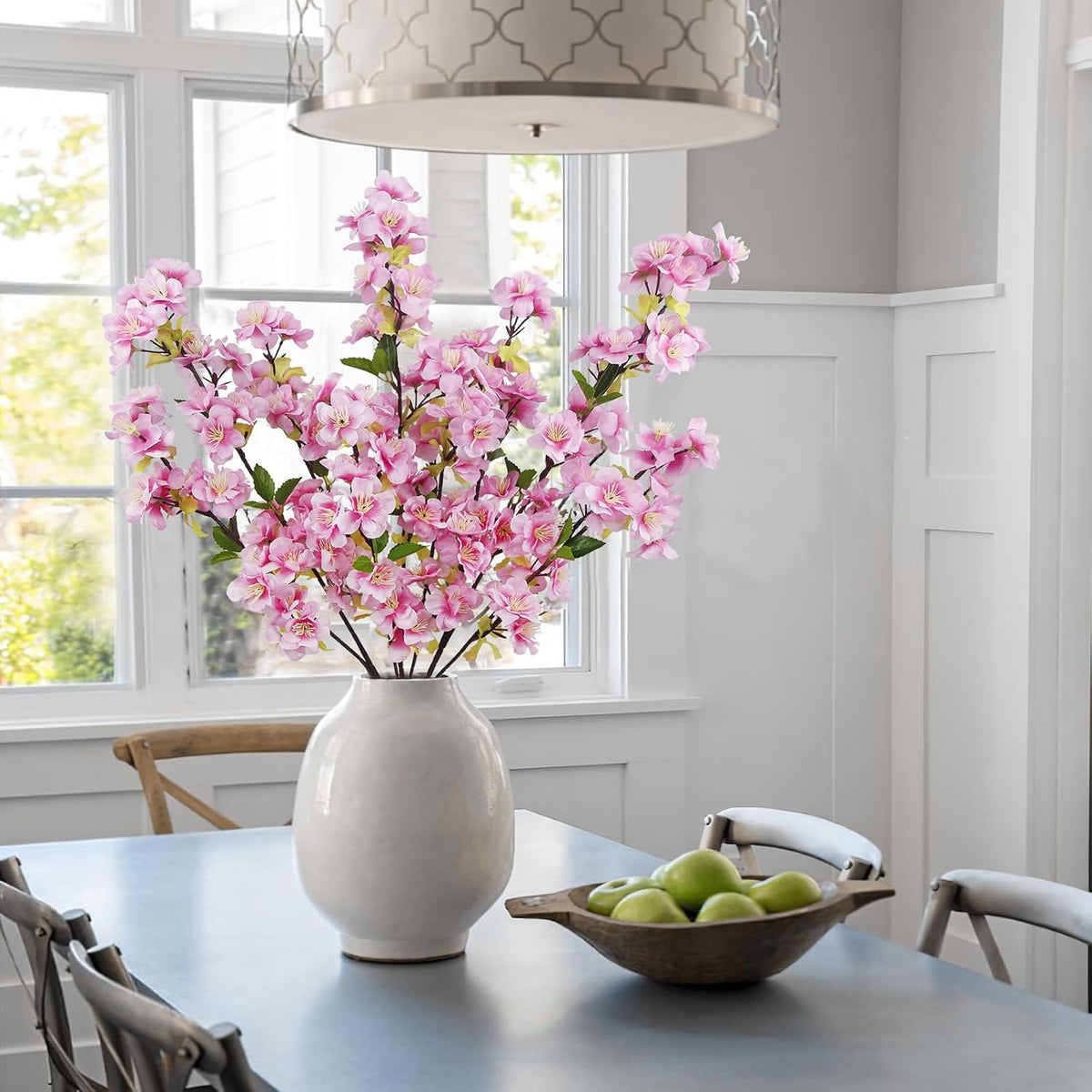 3 Pcs Cherry Blossom Branches for Vase Long Stems Artificial Flowers Spring Summer Decor White Faux Silk Cherry Blossom Branches for Home Wedding Party Table Centerpieces