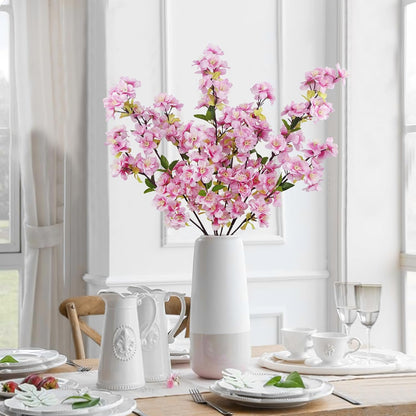 3 Pcs Cherry Blossom Branches for Vase Long Stems Artificial Flowers Spring Summer Decor White Faux Silk Cherry Blossom Branches for Home Wedding Party Table Centerpieces