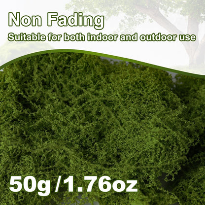 50g/1.76oz Fake Moss for Crafts, Light Green Plants Indoor, DIY Decorative Moss for Fairy Garden Floral Wedding Model Making Glass Containers Home