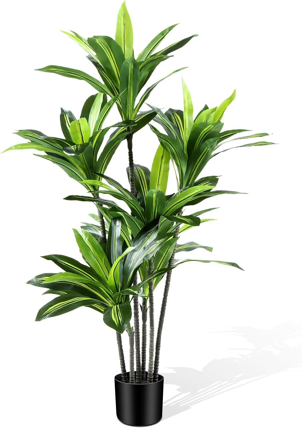 Dracaena Artificial Plant Indoor 4FT - Large Tropical Fake Tree with Lifelike Leaves - Tall Faux Floor Plant in Pot - Artificial Dracaena Tree Indoor for Home Office Living Room Decor
