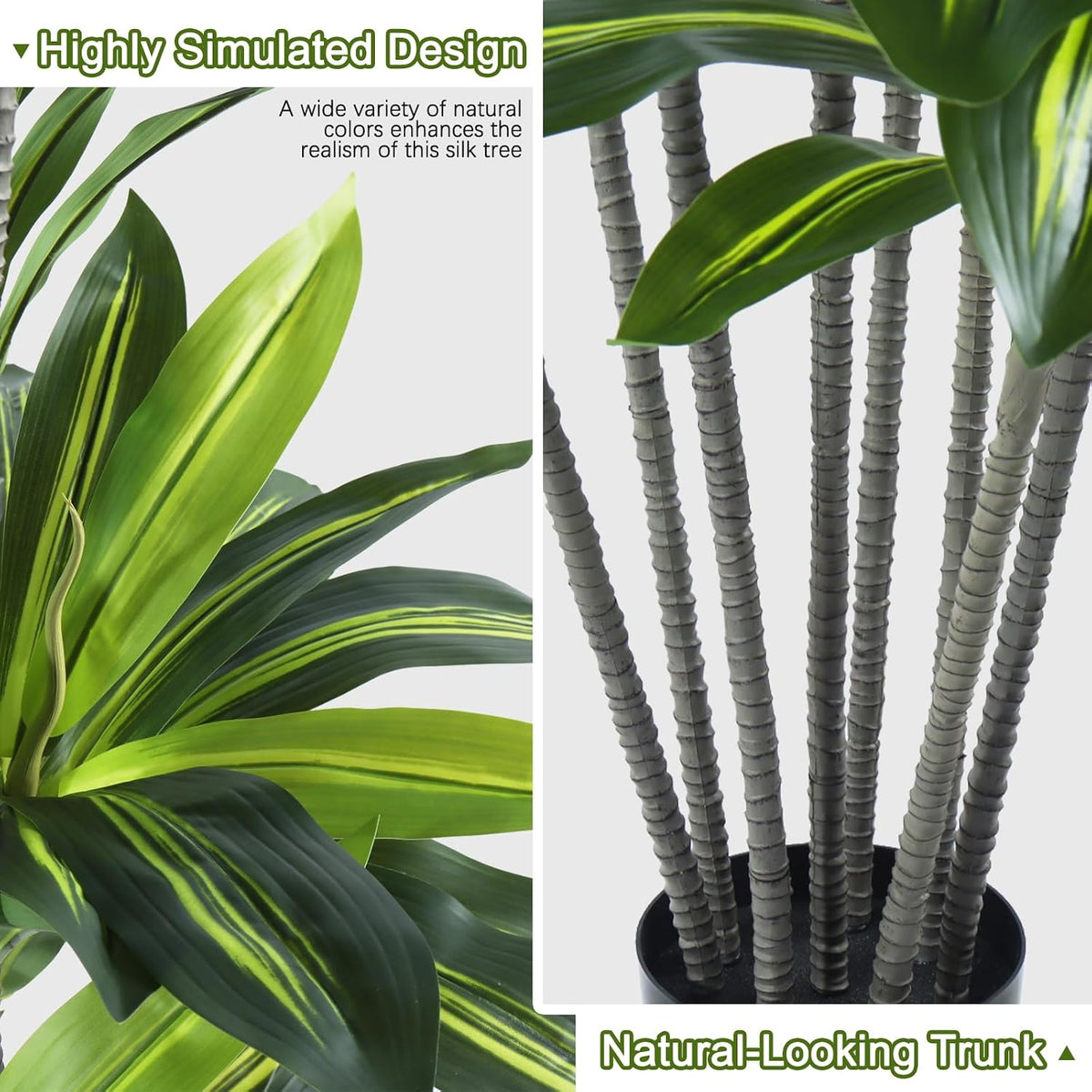 Dracaena Artificial Plant Indoor 4FT - Large Tropical Fake Tree with Lifelike Leaves - Tall Faux Floor Plant in Pot - Artificial Dracaena Tree Indoor for Home Office Living Room Decor