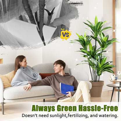 Dracaena Artificial Plant Indoor 4FT - Large Tropical Fake Tree with Lifelike Leaves - Tall Faux Floor Plant in Pot - Artificial Dracaena Tree Indoor for Home Office Living Room Decor