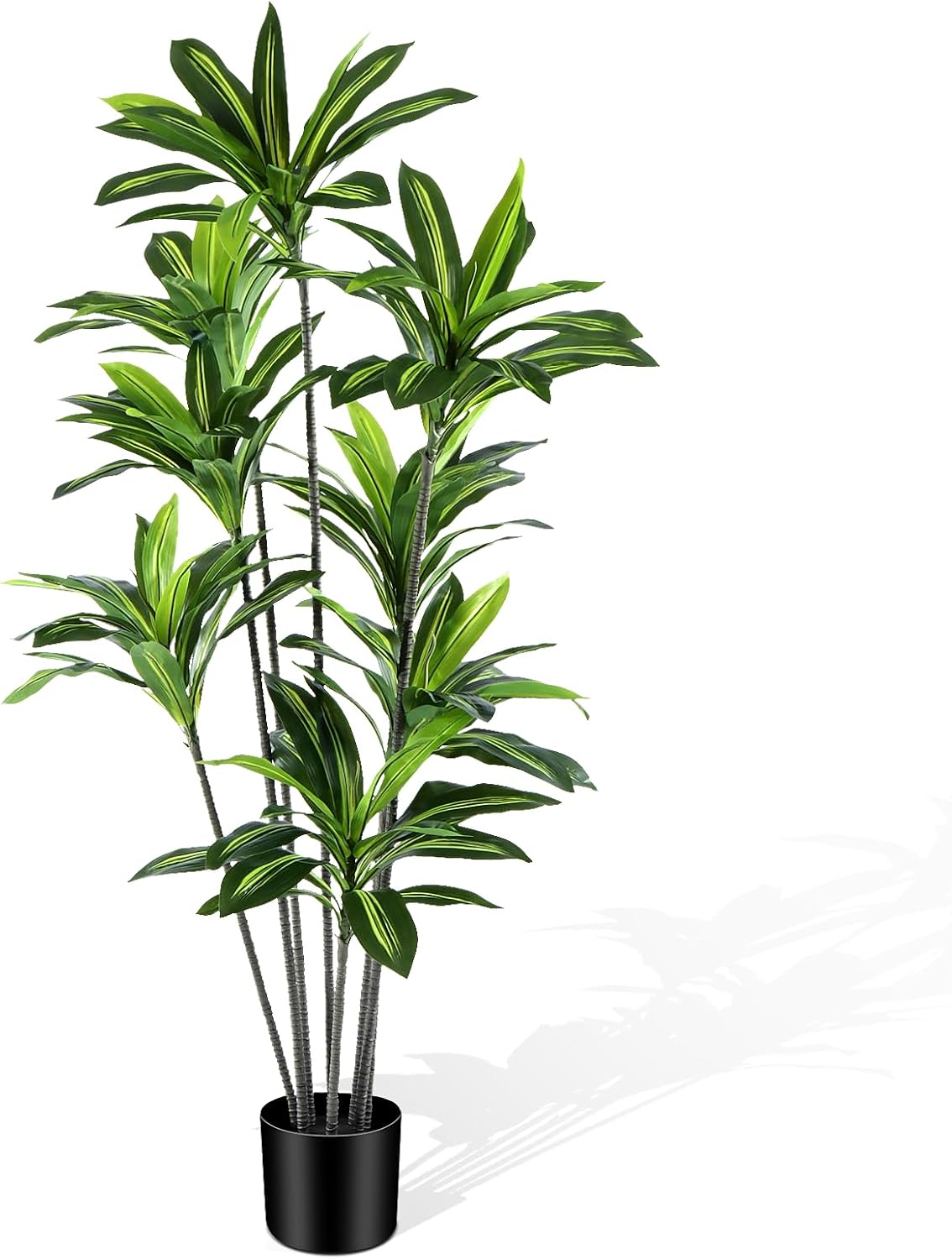 Dracaena Artificial Plant Indoor 4FT - Large Tropical Fake Tree with Lifelike Leaves - Tall Faux Floor Plant in Pot - Artificial Dracaena Tree Indoor for Home Office Living Room Decor