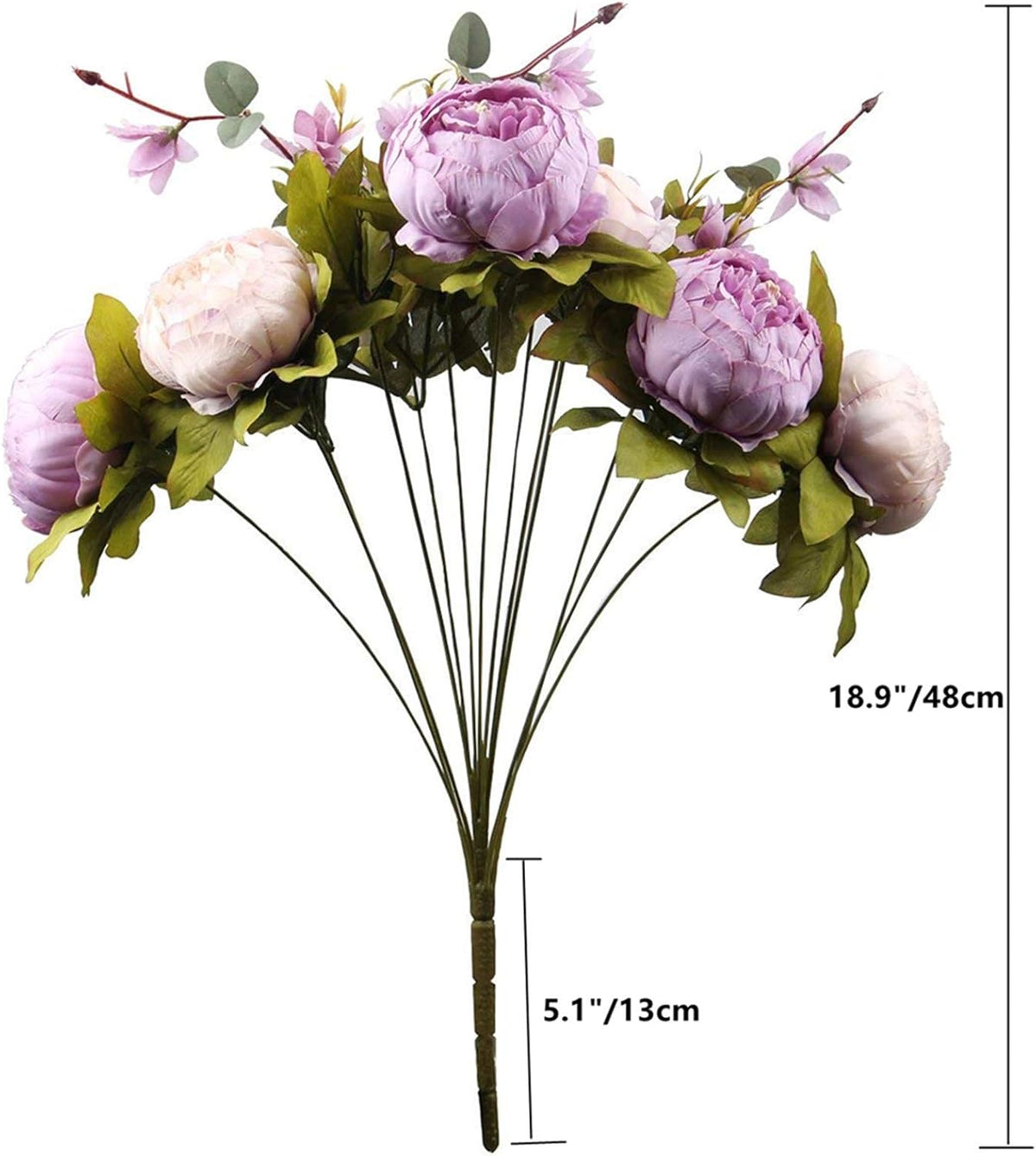2 Pack Large Artificial Peony Silk Flower Bouquets Arrangement Wedding Centerpieces (New Purple)