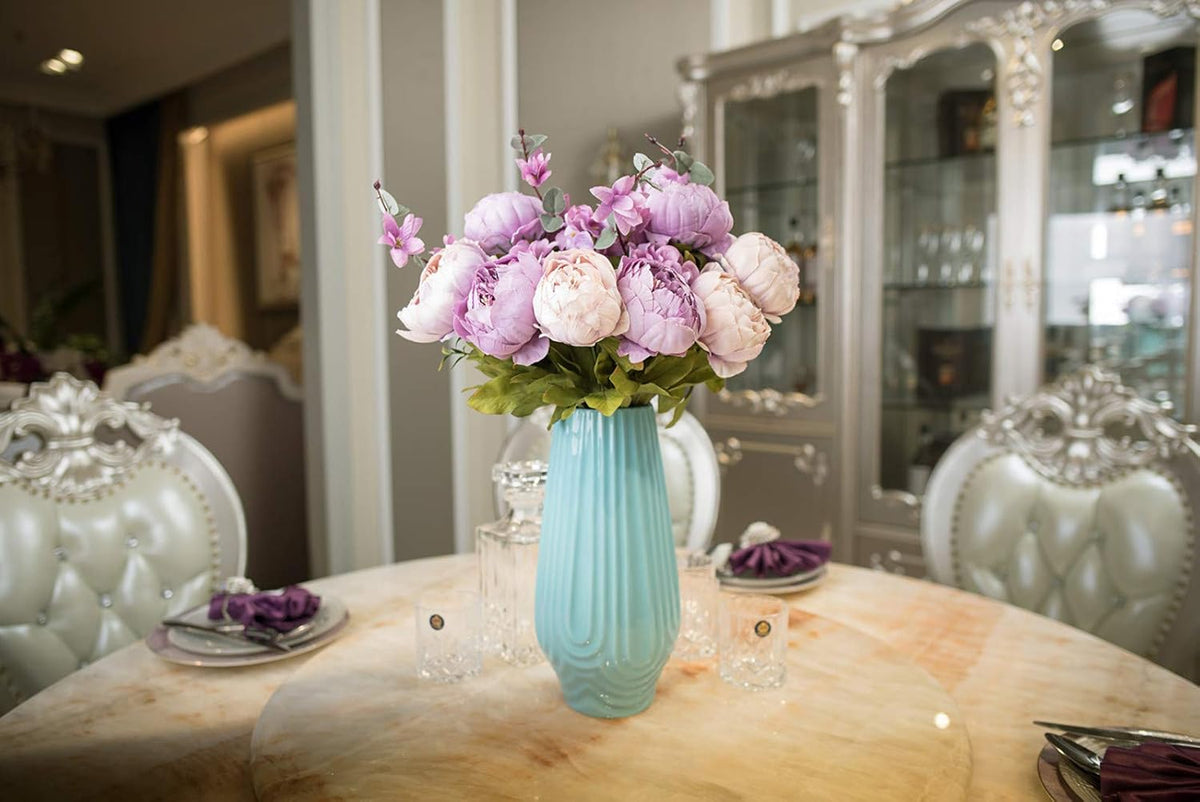 2 Pack Large Artificial Peony Silk Flower Bouquets Arrangement Wedding Centerpieces (New Purple)
