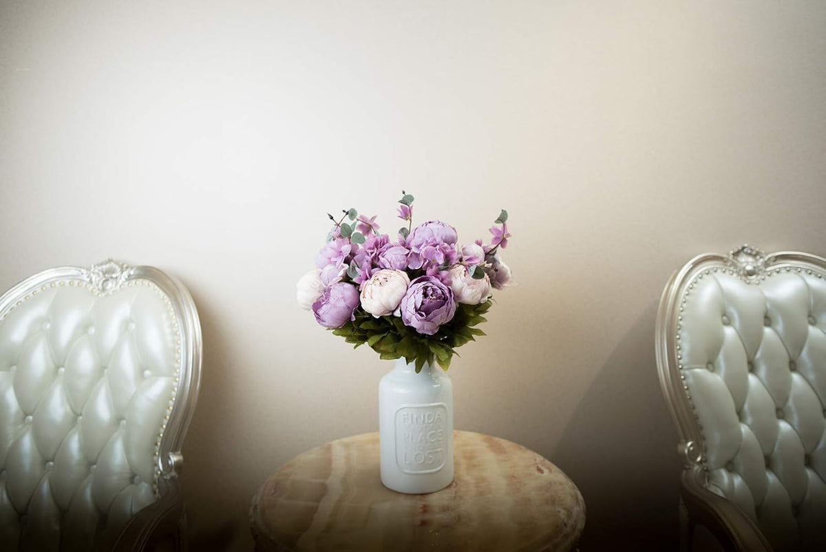 2 Pack Large Artificial Peony Silk Flower Bouquets Arrangement Wedding Centerpieces (New Purple)