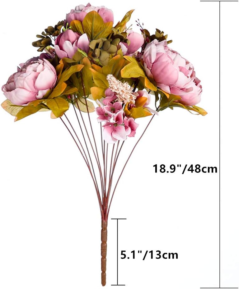2 Pack Large Artificial Peony Silk Flower Bouquets Arrangement Wedding Centerpieces (New Purple)