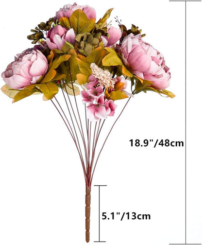 2 Pack Large Artificial Peony Silk Flower Bouquets Arrangement Wedding Centerpieces (New Purple)