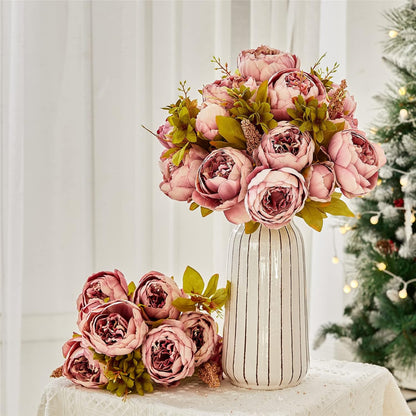 2 Pack Large Artificial Peony Silk Flower Bouquets Arrangement Wedding Centerpieces (New Purple)