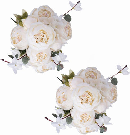 2 Pack Large Artificial Peony Silk Flower Bouquets Arrangement Wedding Centerpieces (New Purple)