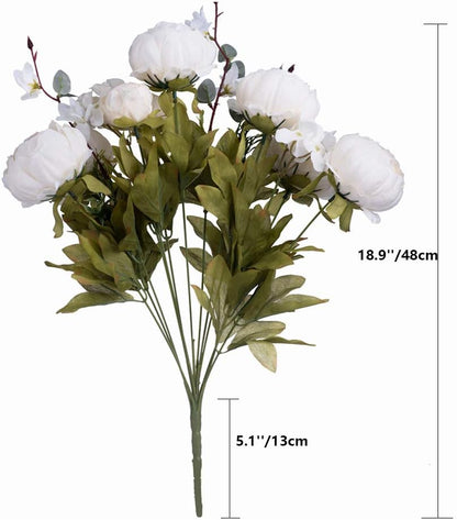 2 Pack Large Artificial Peony Silk Flower Bouquets Arrangement Wedding Centerpieces (New Purple)