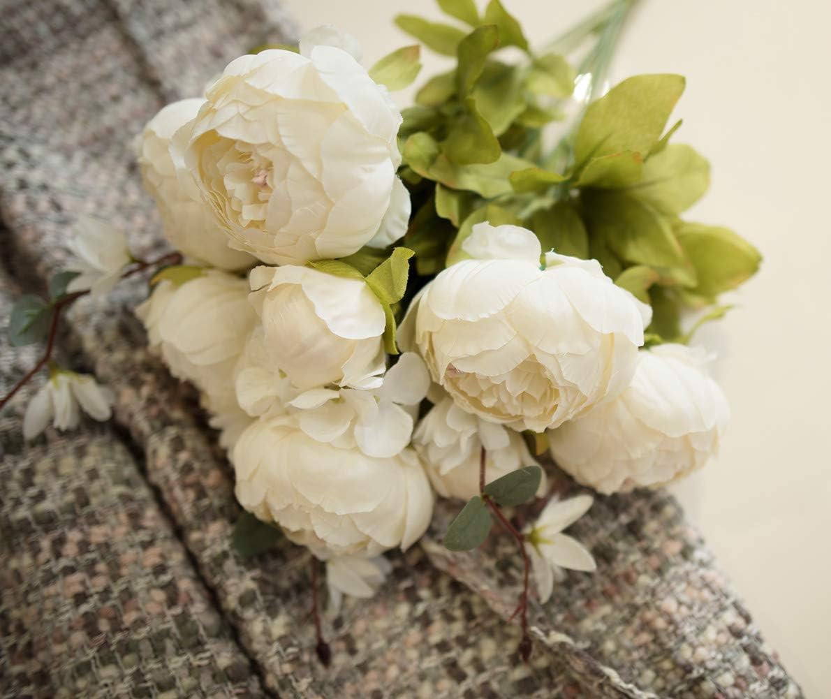 2 Pack Large Artificial Peony Silk Flower Bouquets Arrangement Wedding Centerpieces (New Purple)