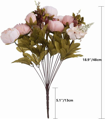 2 Pack Large Artificial Peony Silk Flower Bouquets Arrangement Wedding Centerpieces (New Purple)