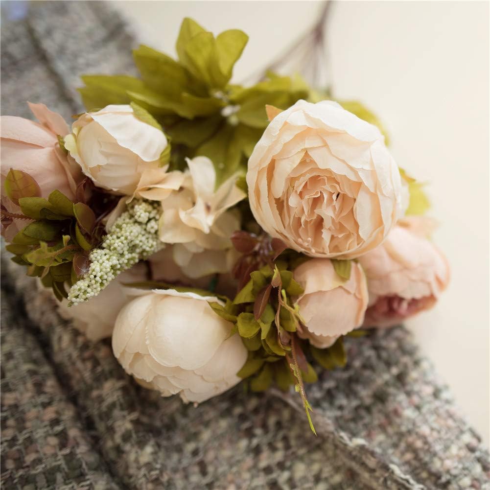 2 Pack Large Artificial Peony Silk Flower Bouquets Arrangement Wedding Centerpieces (New Purple)