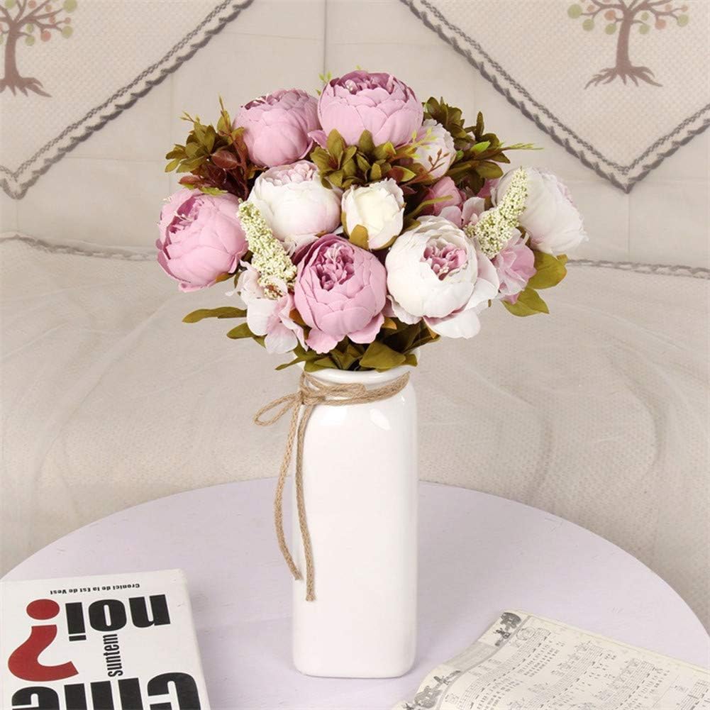 2 Pack Large Artificial Peony Silk Flower Bouquets Arrangement Wedding Centerpieces (New Purple)