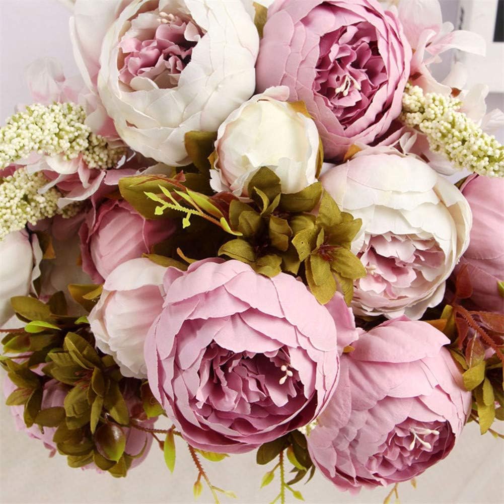 2 Pack Large Artificial Peony Silk Flower Bouquets Arrangement Wedding Centerpieces (New Purple)