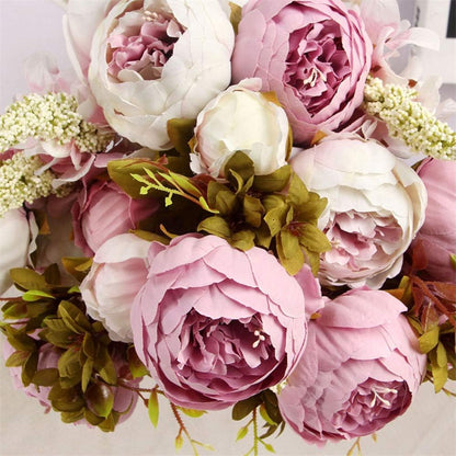 2 Pack Large Artificial Peony Silk Flower Bouquets Arrangement Wedding Centerpieces (New Purple)