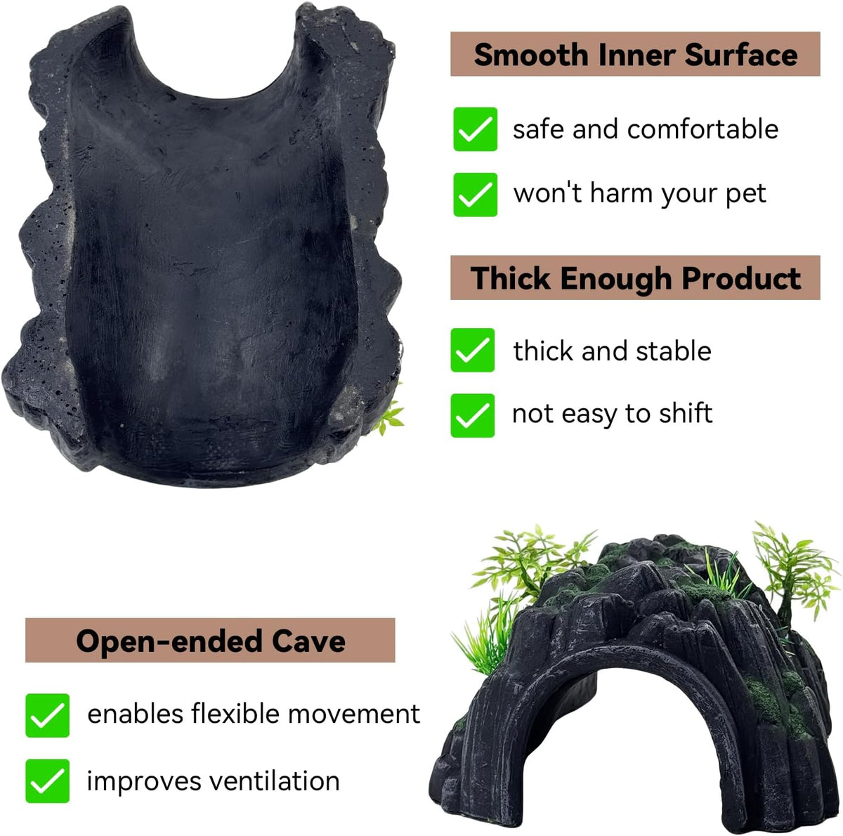 Reptile Rock Hide Cave,Resin Crested Gecko Hideout Caves Lizard Hideaway Bridge Terrarium Habitat Decor for Lizard Snake Turtle