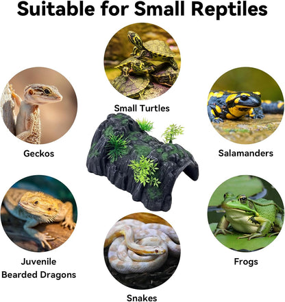Reptile Rock Hide Cave,Resin Crested Gecko Hideout Caves Lizard Hideaway Bridge Terrarium Habitat Decor for Lizard Snake Turtle