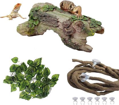 Reptile Rock Hide Cave,Resin Crested Gecko Hideout Caves Lizard Hideaway Bridge Terrarium Habitat Decor for Lizard Snake Turtle