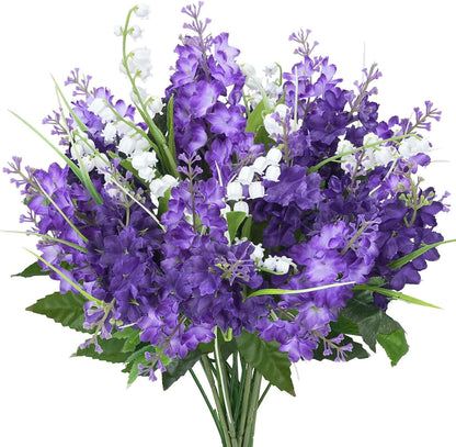 10PCS Lilac Flowers Artificial Silk Purple Bouquet for Decor