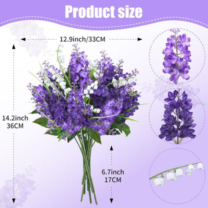 10PCS Lilac Flowers Artificial Silk Purple Bouquet for Decor