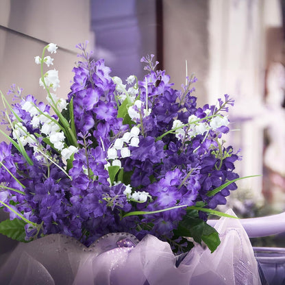 10PCS Lilac Flowers Artificial Silk Purple Bouquet for Decor