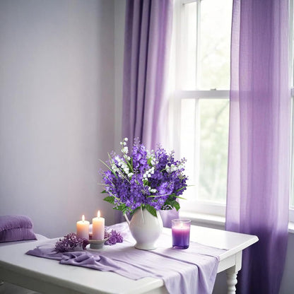10PCS Lilac Flowers Artificial Silk Purple Bouquet for Decor