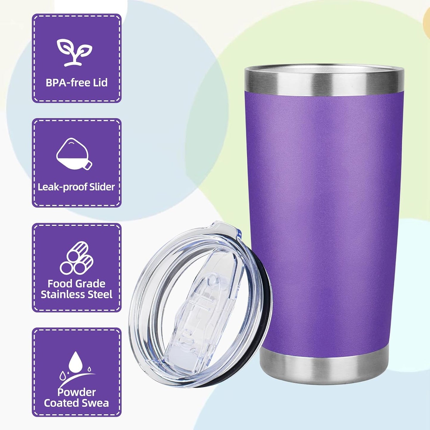20oz Tumbler Insulated Tumbler with Sliding Lid,(Yellow, 1pack | 304 Stainless Steel,Travel Coffee Tumbler,Double Wall Vacuum,Gifts for Christmas Women Men School Home Office