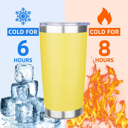 20oz Tumbler Insulated Tumbler with Sliding Lid,(Yellow, 1pack | 304 Stainless Steel,Travel Coffee Tumbler,Double Wall Vacuum,Gifts for Christmas Women Men School Home Office