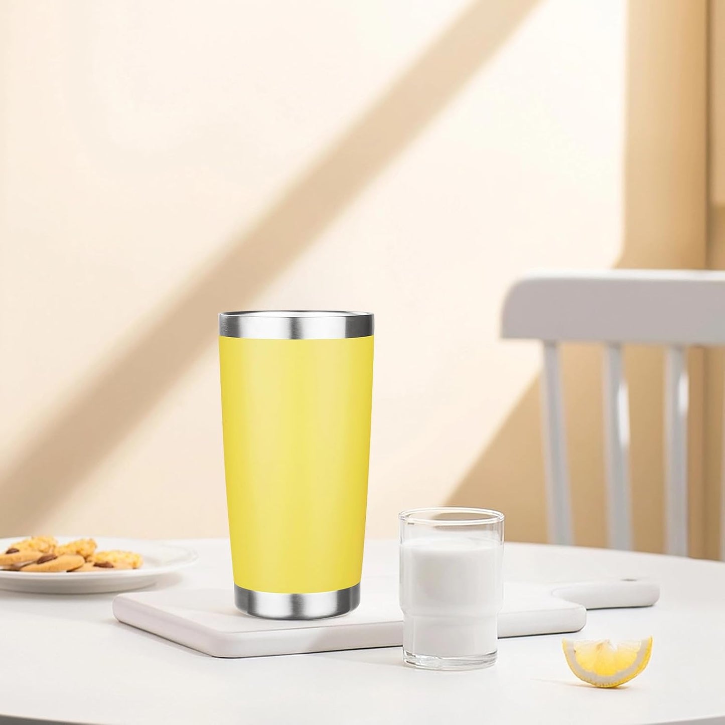 20oz Tumbler Insulated Tumbler with Sliding Lid,(Yellow, 1pack | 304 Stainless Steel,Travel Coffee Tumbler,Double Wall Vacuum,Gifts for Christmas Women Men School Home Office