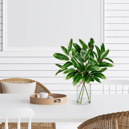 2 Packs Real Touch Faux Alocasia Plants in Vase with Woven Sleeve & Faux Water, 10.6" Small Fake Plants Artificial Alocasia Silk Plants for Home Decor, Kitchen Bathroom Living Room Table Centerpiece