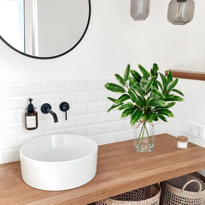 2 Packs Real Touch Faux Alocasia Plants in Vase with Woven Sleeve & Faux Water, 10.6" Small Fake Plants Artificial Alocasia Silk Plants for Home Decor, Kitchen Bathroom Living Room Table Centerpiece