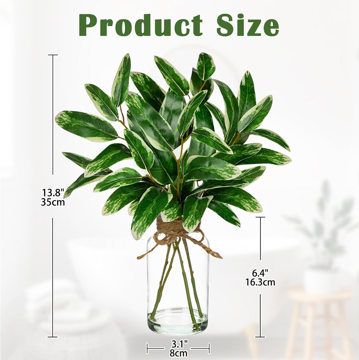 2 Packs Real Touch Faux Alocasia Plants in Vase with Woven Sleeve & Faux Water, 10.6" Small Fake Plants Artificial Alocasia Silk Plants for Home Decor, Kitchen Bathroom Living Room Table Centerpiece