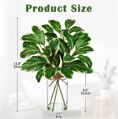 2 Packs Real Touch Faux Alocasia Plants in Vase with Woven Sleeve & Faux Water, 10.6" Small Fake Plants Artificial Alocasia Silk Plants for Home Decor, Kitchen Bathroom Living Room Table Centerpiece