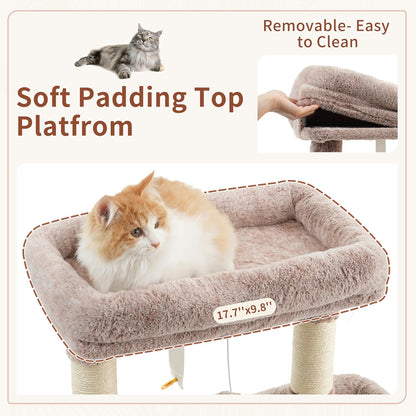 Gitelsnour Cat Tree, Cat Tower for Large Cats with 2 Big Platforms, 2 Baskets, condo and Toys, 63" Cat Scratching Posts for Indoor Cats, Green GCT020GR