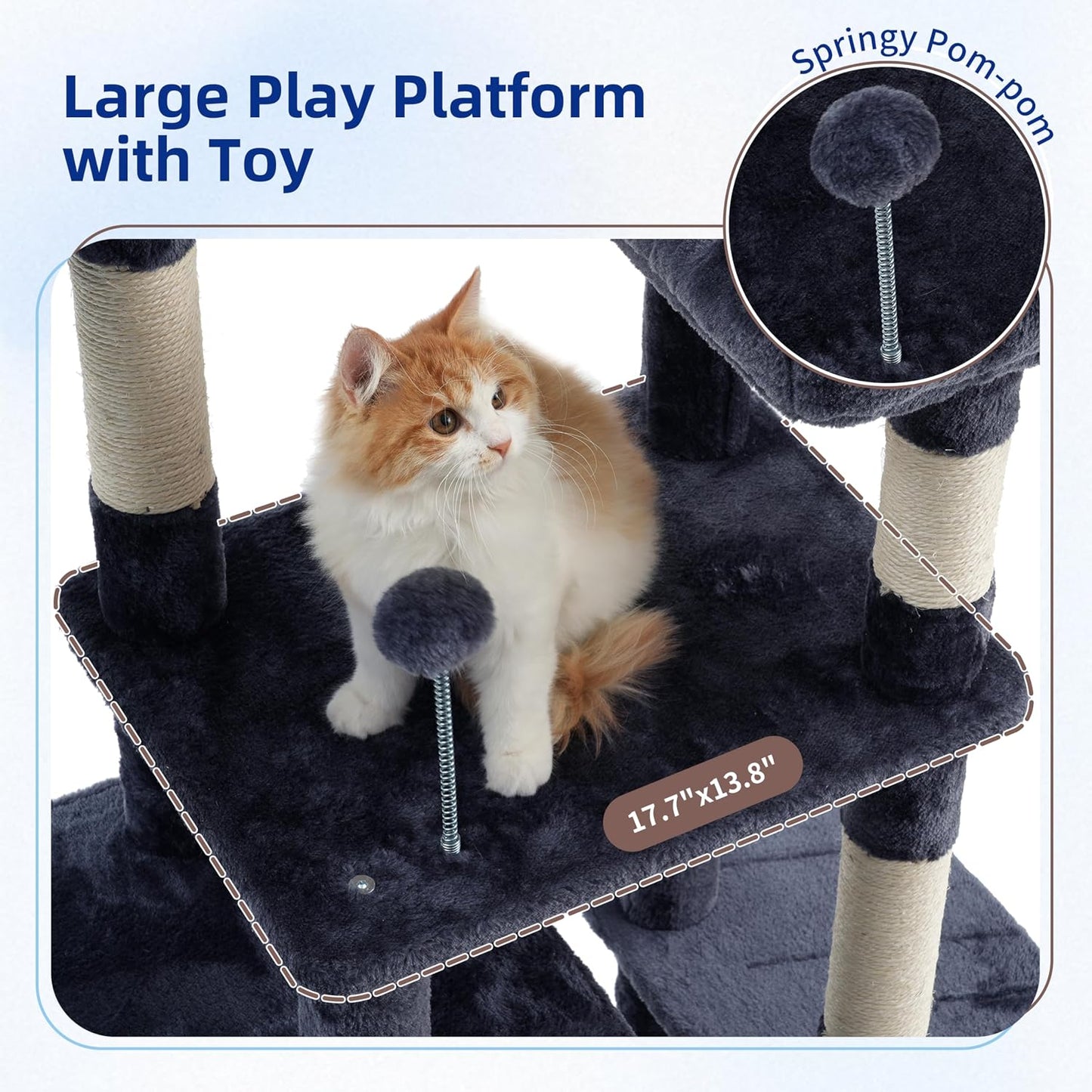 Gitelsnour Cat Tree, Cat Tower for Large Cats with 2 Big Platforms, 2 Baskets, condo and Toys, 63" Cat Scratching Posts for Indoor Cats, Green GCT020GR