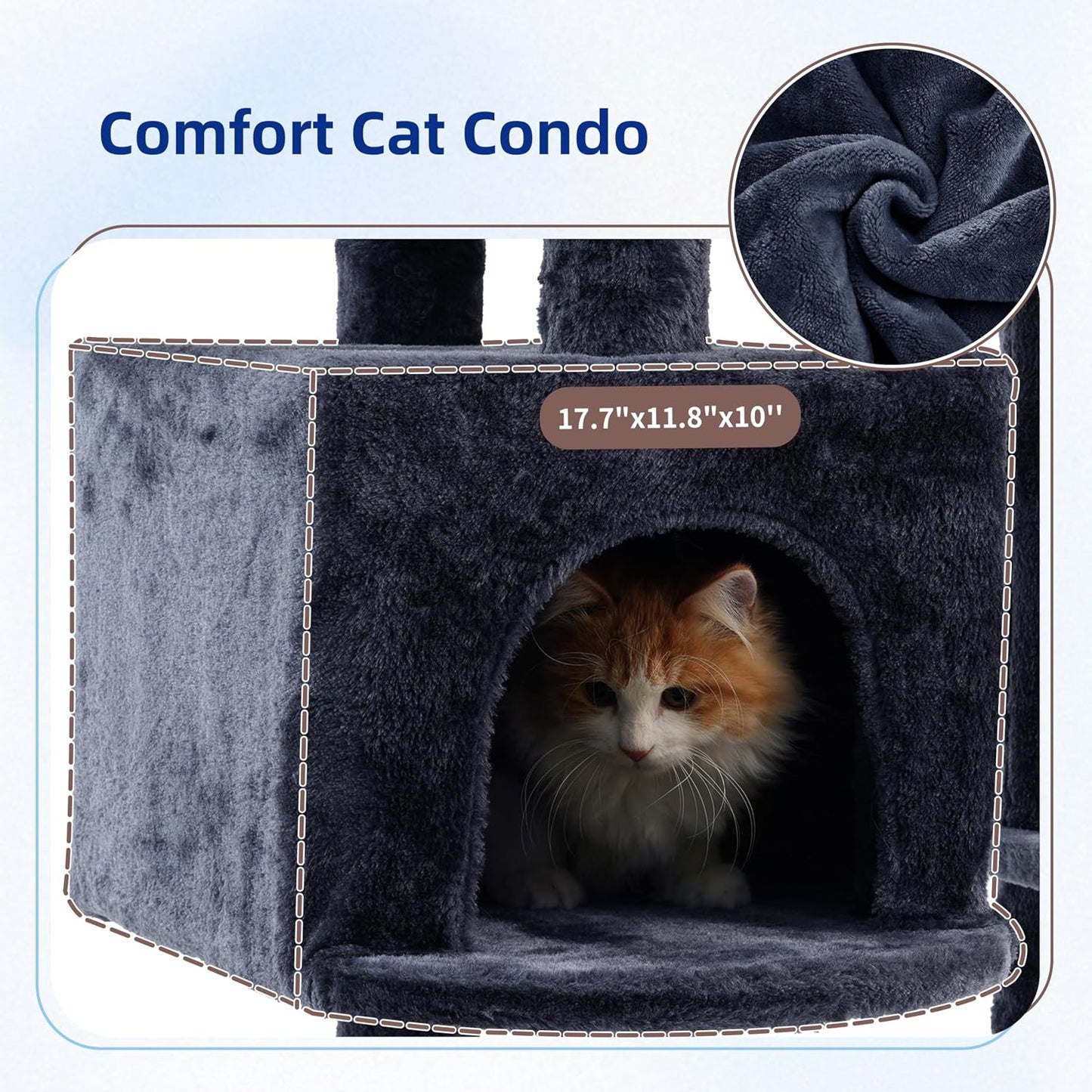 Gitelsnour Cat Tree, Cat Tower for Large Cats with 2 Big Platforms, 2 Baskets, condo and Toys, 63" Cat Scratching Posts for Indoor Cats, Green GCT020GR