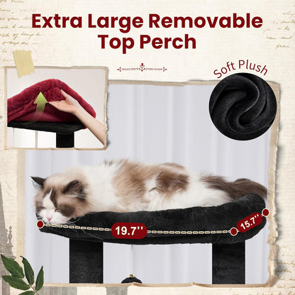 Gitelsnour Cat Tree, Cat Tower for Large Cats with 2 Big Platforms, 2 Baskets, condo and Toys, 63" Cat Scratching Posts for Indoor Cats, Green GCT020GR