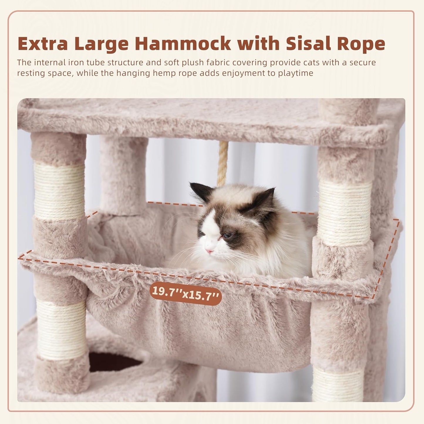 Gitelsnour Cat Tree, Cat Tower for Large Cats with 2 Big Platforms, 2 Baskets, condo and Toys, 63" Cat Scratching Posts for Indoor Cats, Green GCT020GR