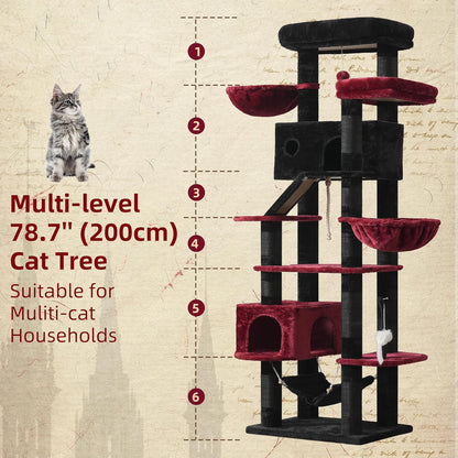 Gitelsnour Cat Tree, Cat Tower for Large Cats with 2 Big Platforms, 2 Baskets, condo and Toys, 63" Cat Scratching Posts for Indoor Cats, Green GCT020GR