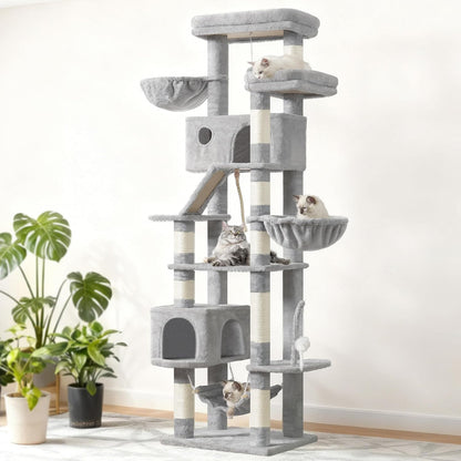 Gitelsnour Cat Tree, Cat Tower for Large Cats with 2 Big Platforms, 2 Baskets, condo and Toys, 63" Cat Scratching Posts for Indoor Cats, Green GCT020GR